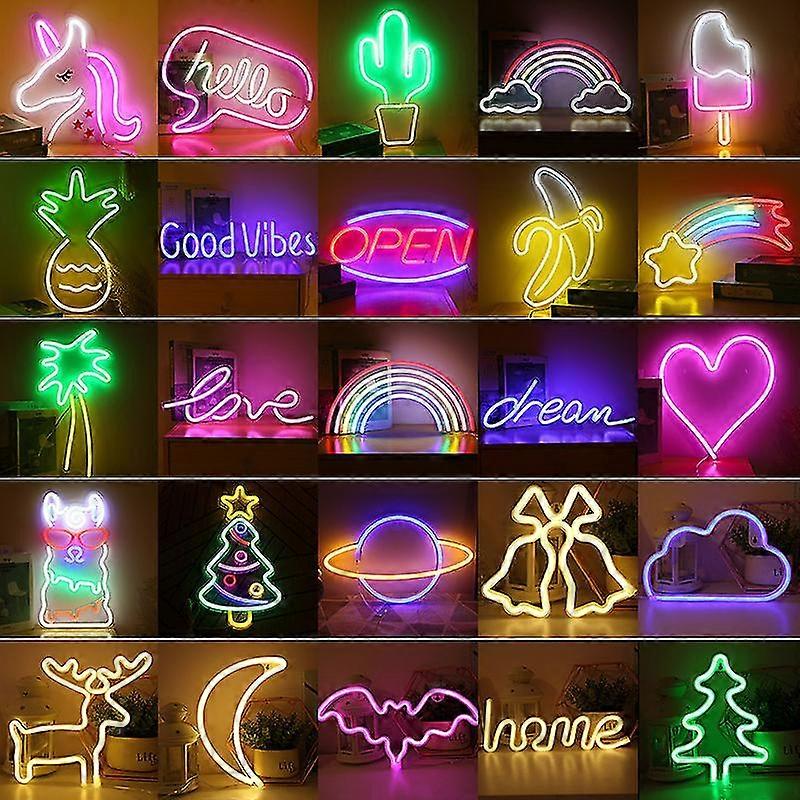 LED Neon Luce Parete Arte Segno Camera da letto Decor Rainbow Hanging Night Lamp Home Festa Festa Decoro Natale Regalo Angelo