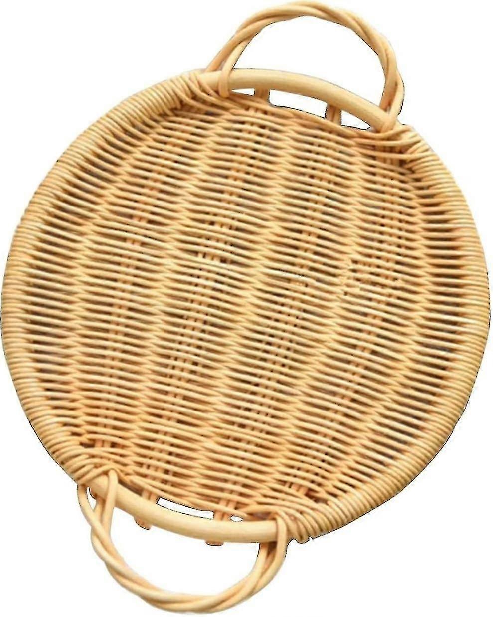 籐のパンバスケット-天然籐収納トレイ25cm