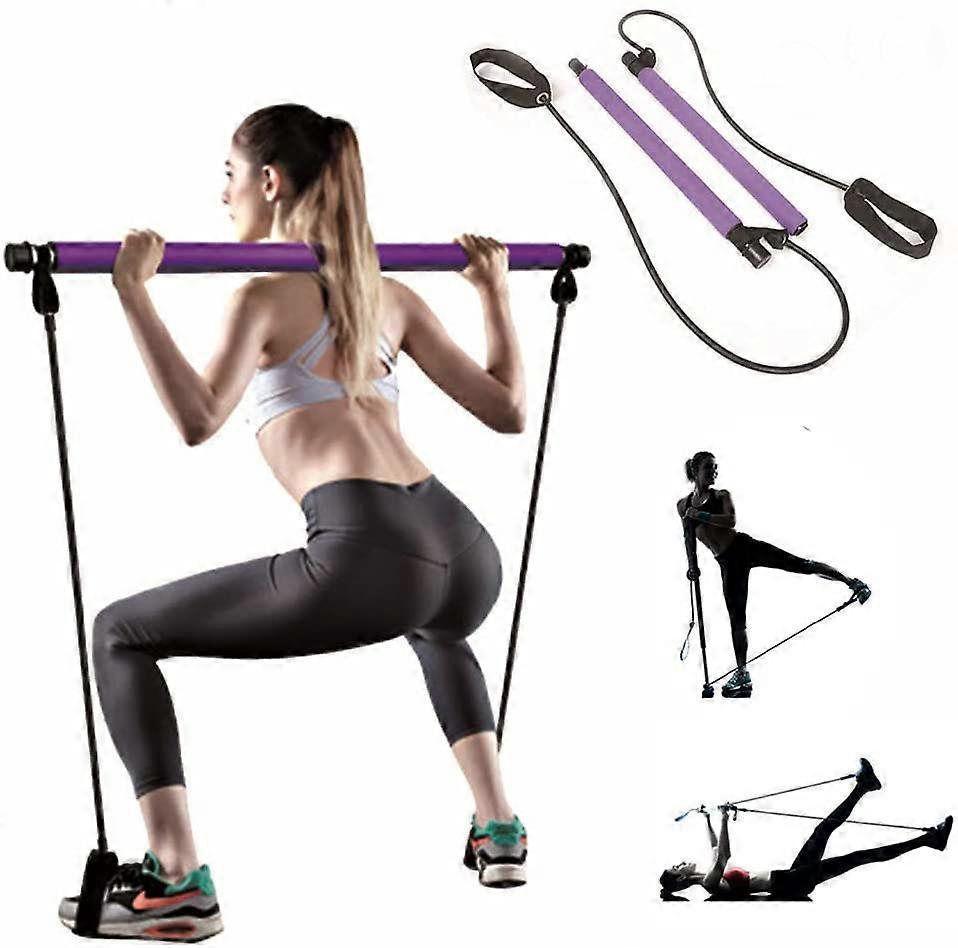 Portable Pilates Bar Kit with Resistance Bands-Adjustable Strap Length