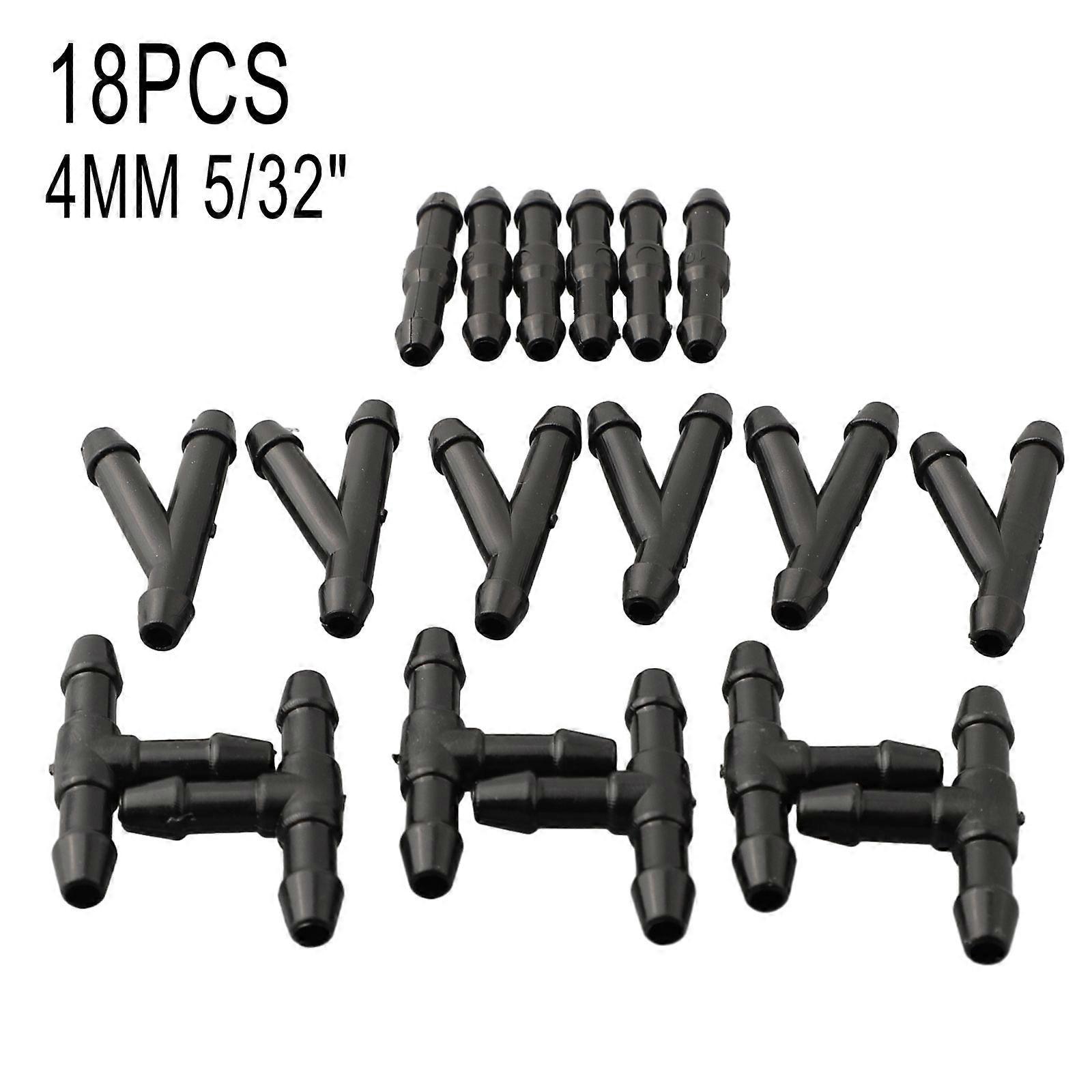 18pcs Splitter Fittings Black T/Y/I Type Washer Hose Connector Water Tube New Practical Kit Durable High Quality