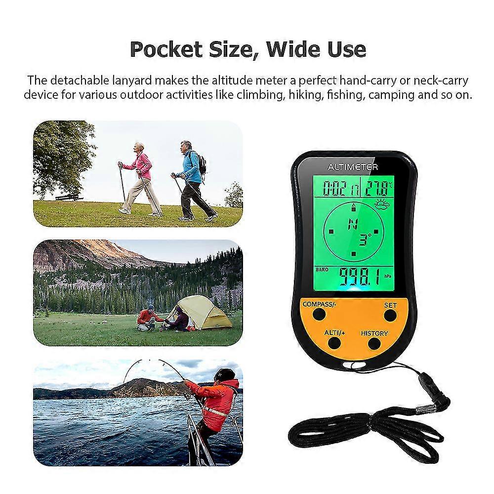 Electronic Digital Altimeter 8 In 1 Multifunction Lcd Backlight Mini Altimeter Barometer Compass Thermometer Weather Forecast Clock Calendar For Outdo