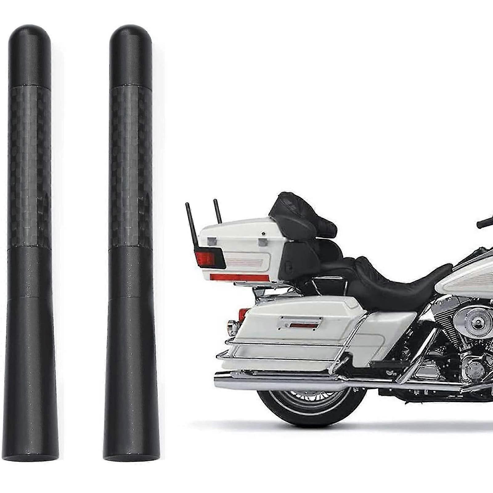 2pcs Motorcycle Carbon Fiber Antenna Mast Replacement Compatible With Harley Davidson 1998-2020 Road King Softail Touring Street Glide Road Glide Fat