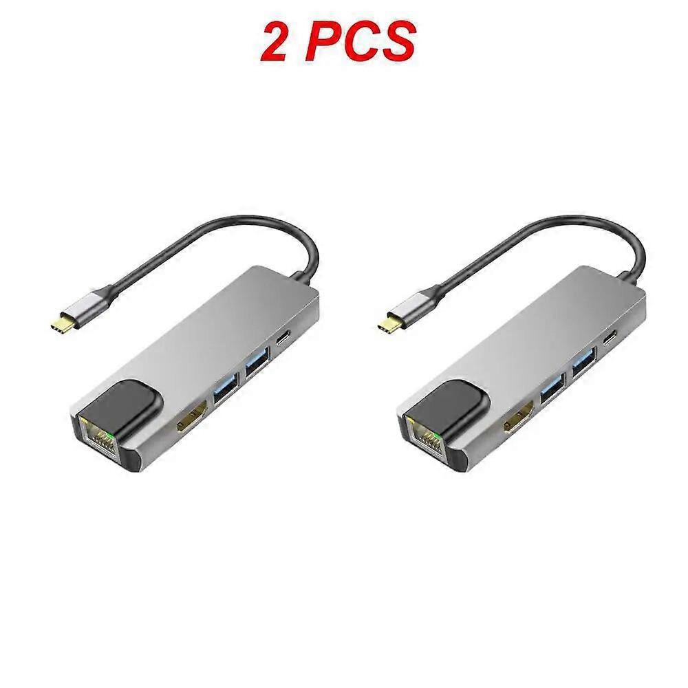 1 2 3PCS in 1 Hub USB Type C HDMI compatible Multiport Adapter with Output USB 3.0 2.0 RJ45 Ethernet USB C PD Charging Ports