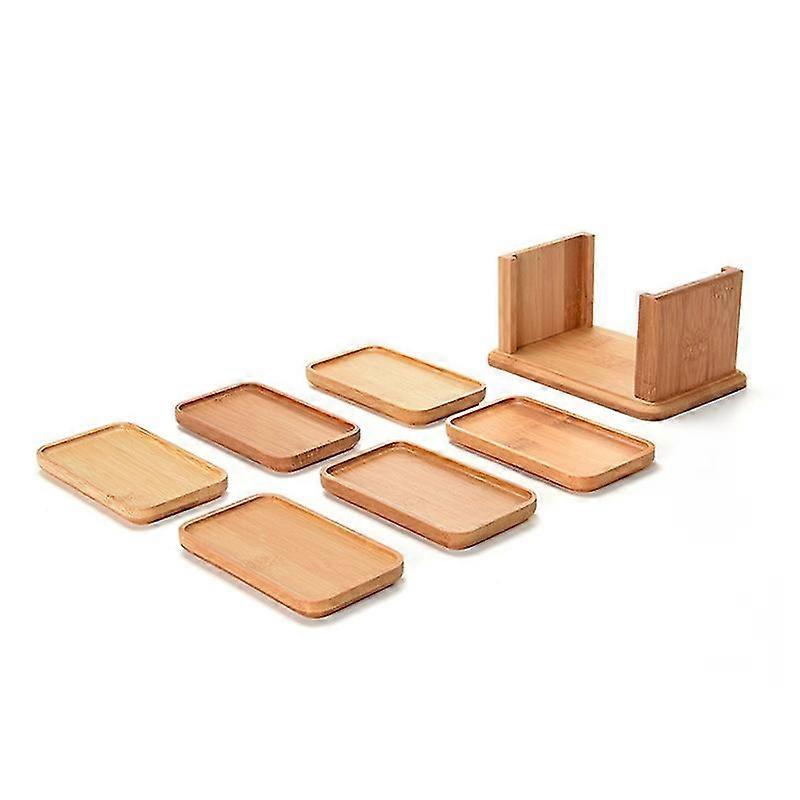 Bamboo Square Holder,Bamboo Coaster and Holder Set Coaster for Hot & Cold Drinks, Kitchen Table,Off