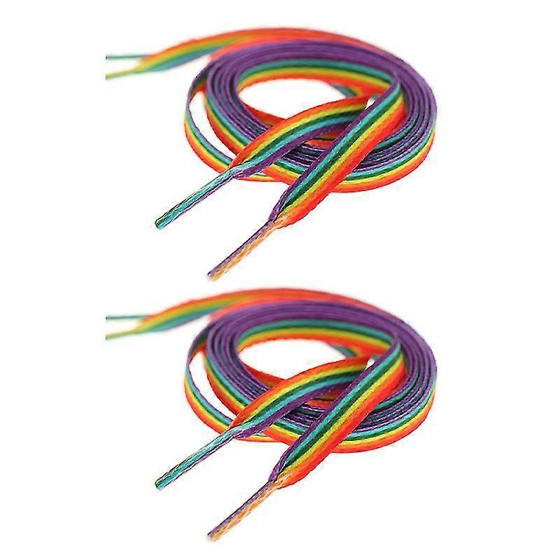 2 par sneaker skolisser polyester sko stropper lyse regnbue sko stropper