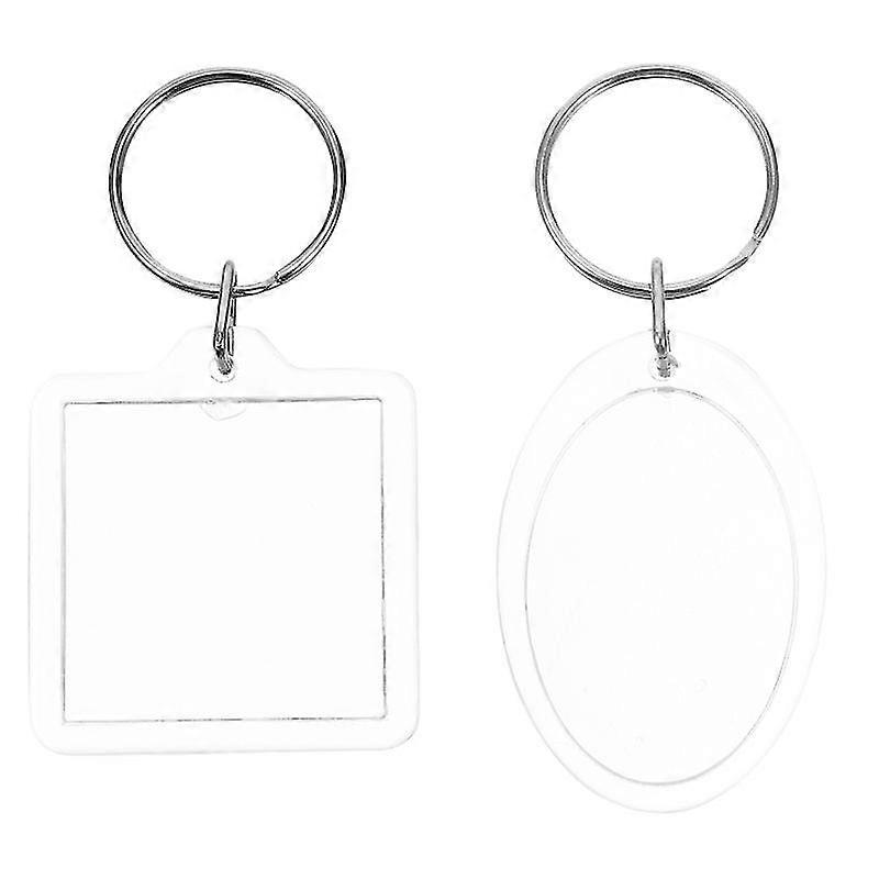 50 Pcs Photo Frame Key Chains Transparent Photo Picture Frame Keyrings