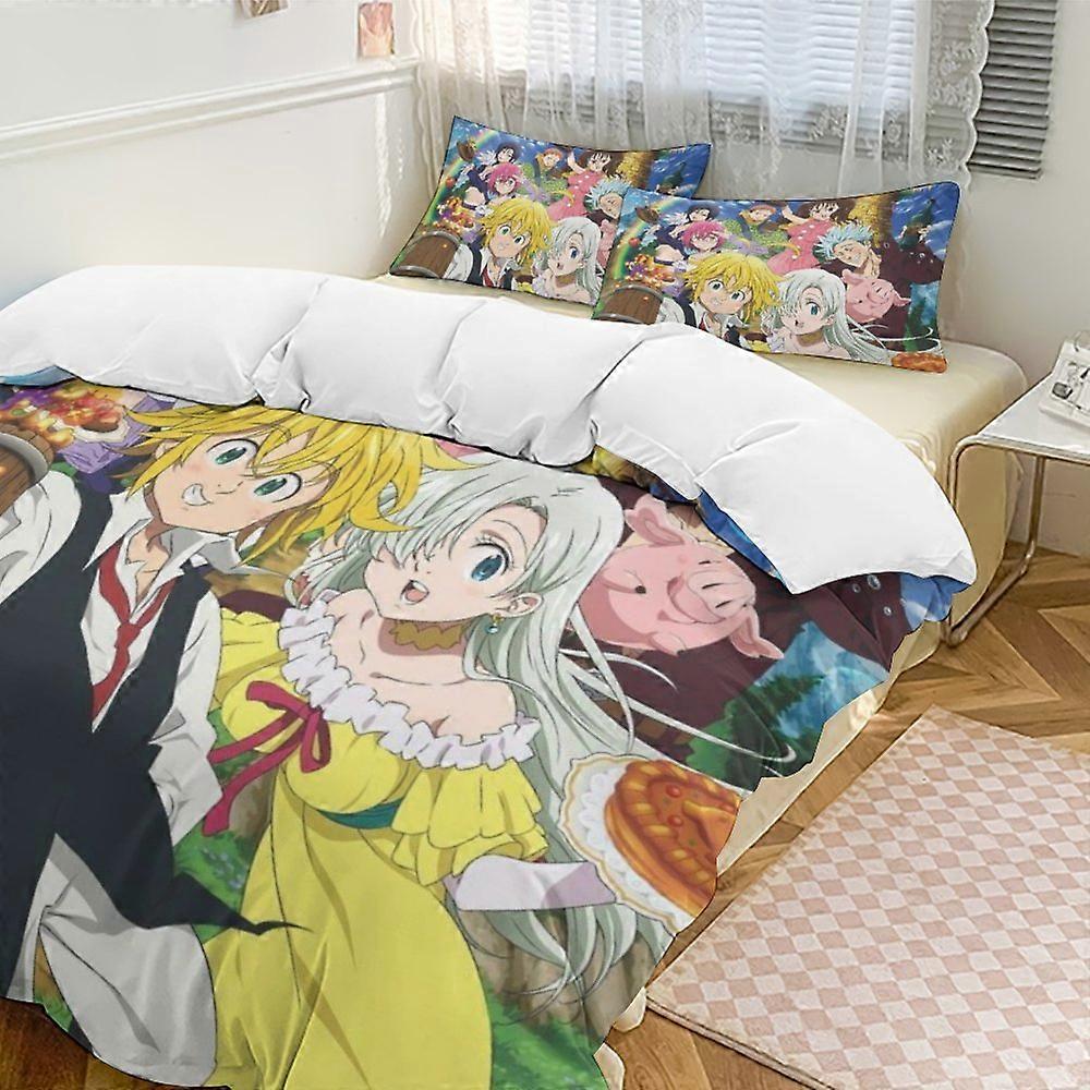 x567 Os Sete Pecados Capitais Conjunto de Cama de 3 Peças Quente e Confortável Conjunto de Capa de Edredom com 1 Capa de Edredom e 2 Fronhas para Quarto b567