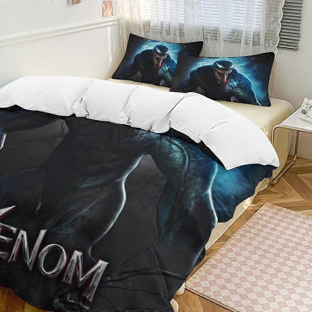 c171 Σετ Παπλώματος Κλινοσκεπασμάτων Venom, Σετ Κλινοσκεπασμάτων 3 Τεμαχίων Μαλακό Σετ Ζεστού Κρεβατιού με 1 Παπλωματοθήκη Και 2 Μαξιλαροθήκες για Υπνοδωμάτιο Όλη Τη Σεζόν hno171