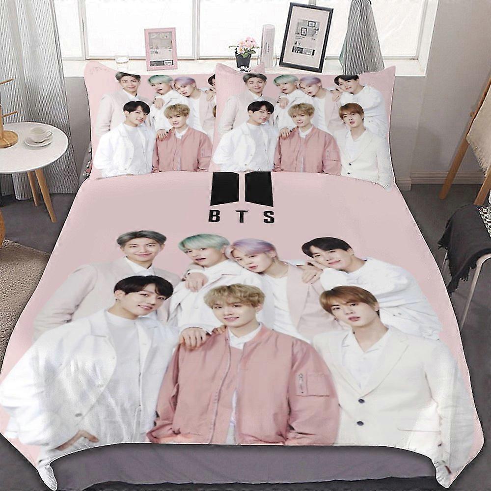 d160 Kpop BTS طقم غطاء لحاف للفتيات ، أطقم فراش مريحة وناعمة ، 3 قطع مجموعة غطاء لحاف صديق للبشرة فائقة النعومة fv160