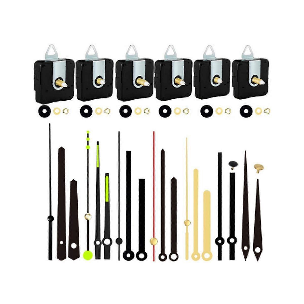 6Pcs Clock Mechanism Replacement Kit with 7 Clock Hands Operated for Clock Repair DIY Clock Repair