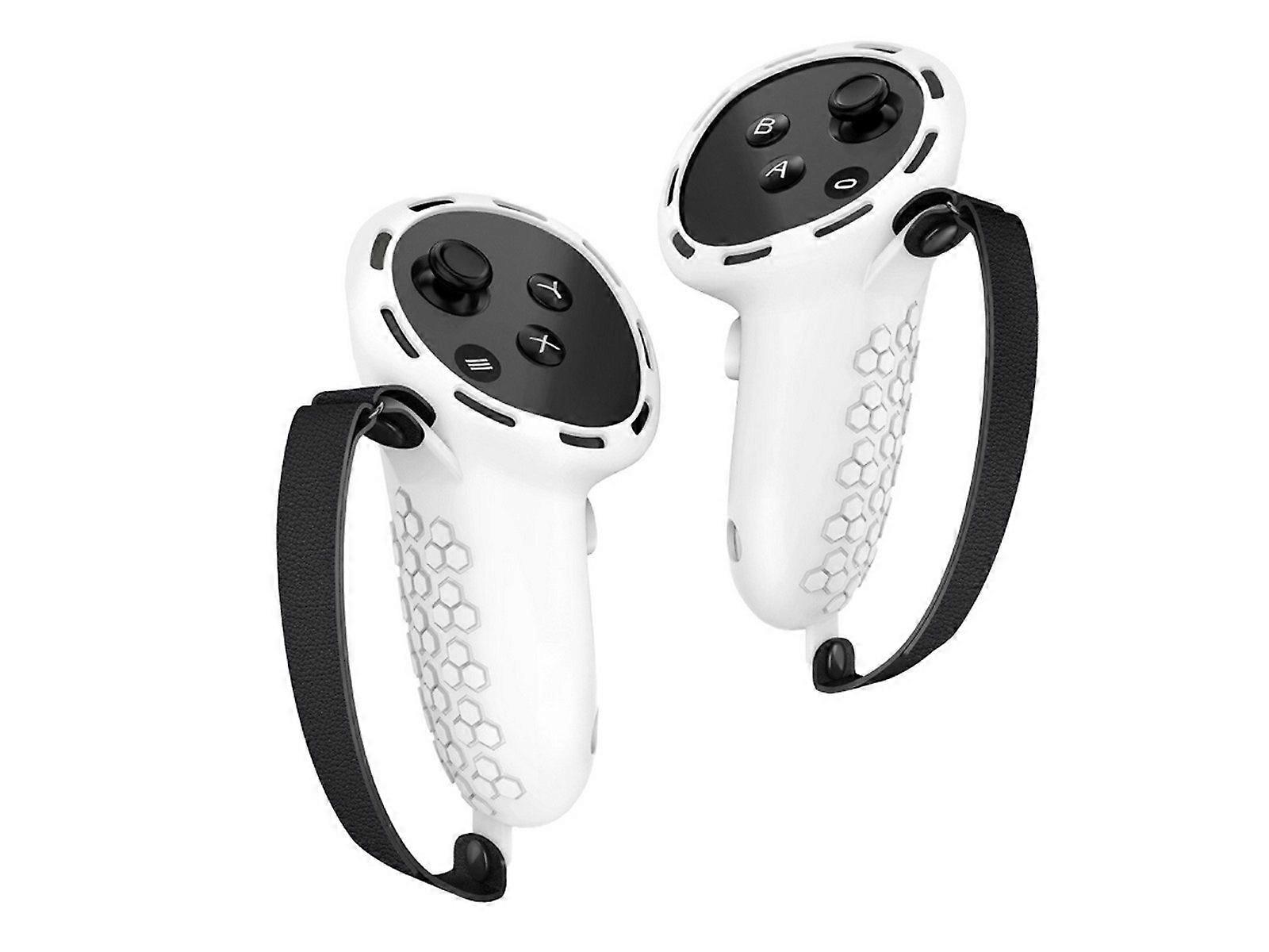 Pair of VR Controller Grips Silicone Covers Compatible with Meta Quest 3 - White