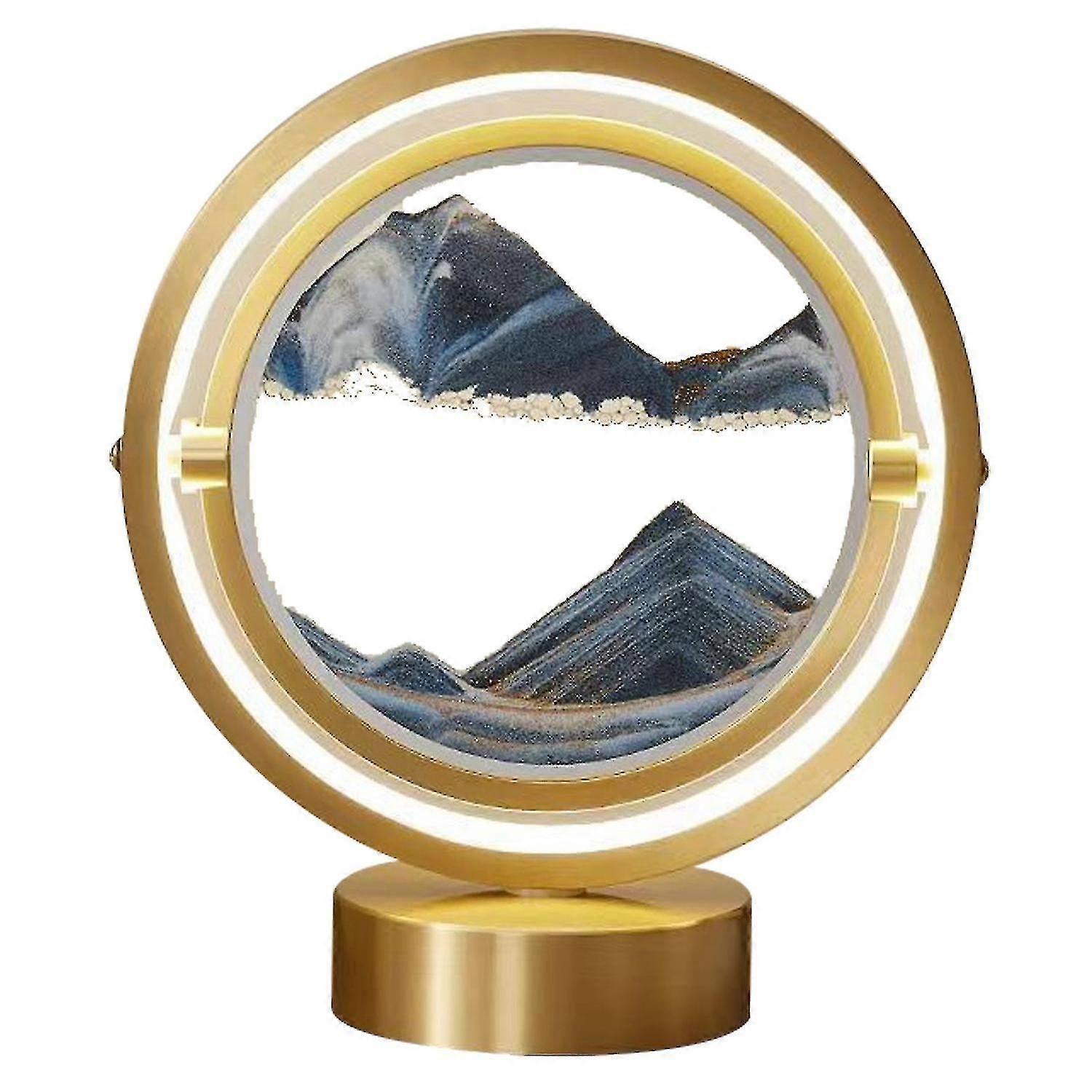 Art 3d Led Sandscape Sand Round Glass Bedside Table Lamp Gift Multicolor