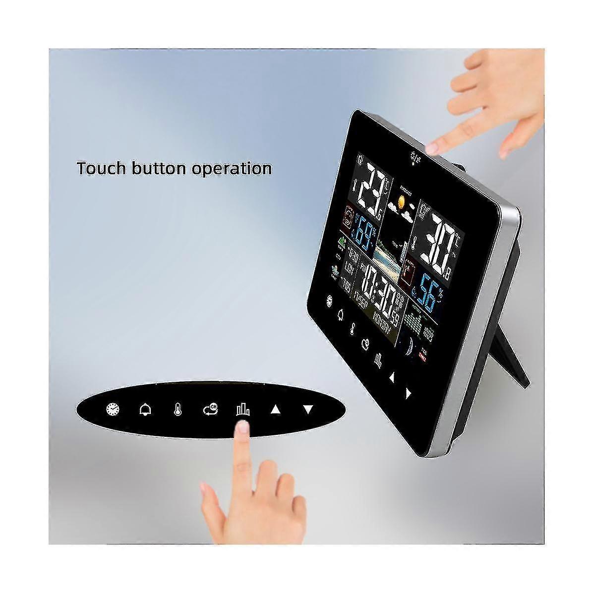 With Touch Screen Wall Clock Temperature Humidity Meter Table Desk Clocks With Outdoor Sensor
