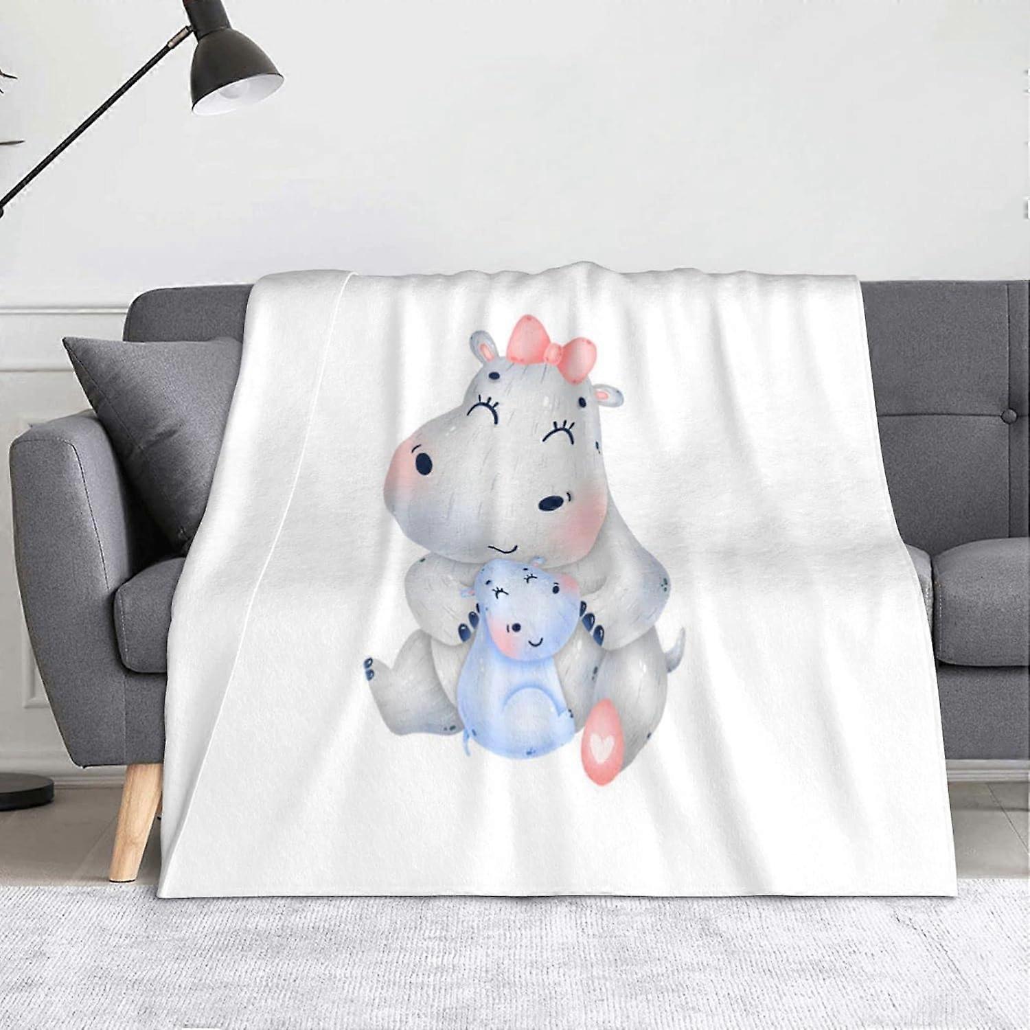coperta ippopotamo, morbida coperta di flanella leggera per divani, letto, divaniFVBG-257 50x40in 125x100cm