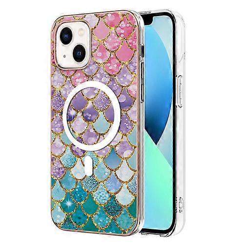 For iPhone 15 Marble Pattern Dual-side IMD Magsafe TPU Mobile Phone Case