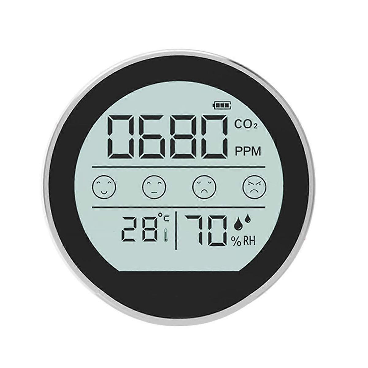 Air Quality Monitor CO2 Meter Carbon Dioxide Detector Temperature Humidity Detection for Home Office Car Silver