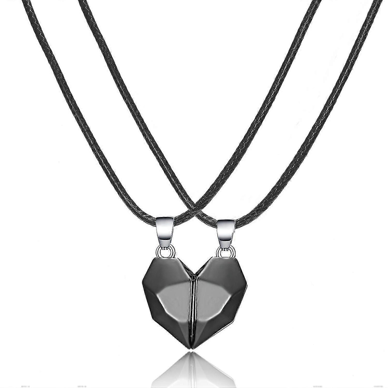 Solid Black Couple's Magnetic Attraction Necklace
