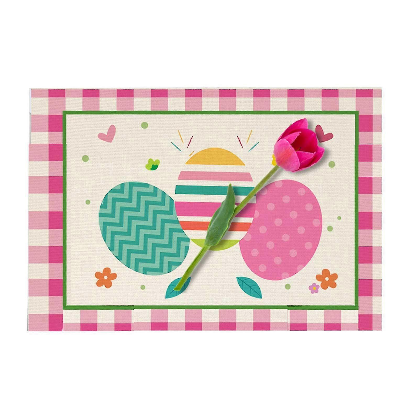 Cute Placemat Dining Table Cloth Tablecloths Decoration Easter Egg Waterproof Burlap 42*32cm Multicolored For Kitchen