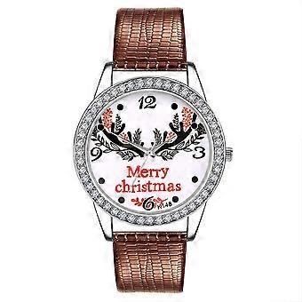 Christmas Gift Printed Dial Belt Inlaid With Diamond Digital Scale Watch Women's