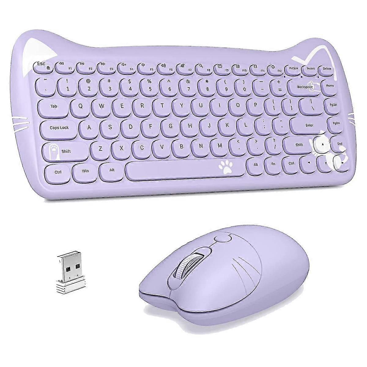 Wireless Keyboard And Mouse Combo ,2.4ghz Wireless Retro Cute Keyboard Mouse Set For Pc Desktop Lap