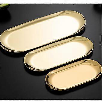 Gold Decorative Tray - Small Vanity Tray For Bathroom, Jewelry, Perfume, Keys & Trinkets