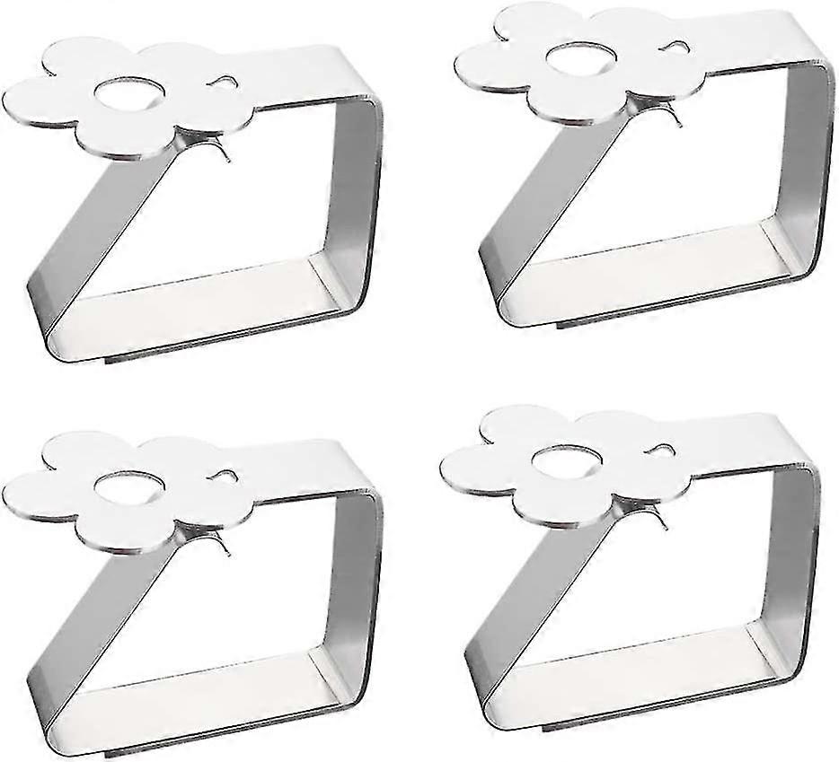 Tablecloth Clips Stainless Steel 4 Pieces Flower Pattern Tablecloth Holder Table Thickness Does Not