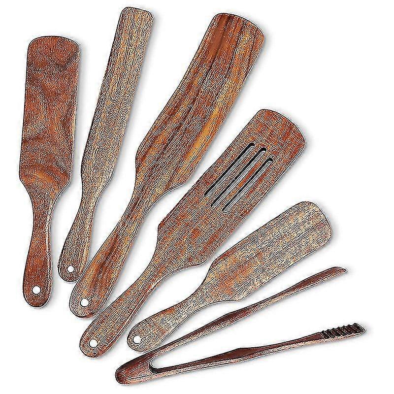 6 Stück Holz Spurtle Set, Teak Spurtle Set Hitzebeständiges Holz