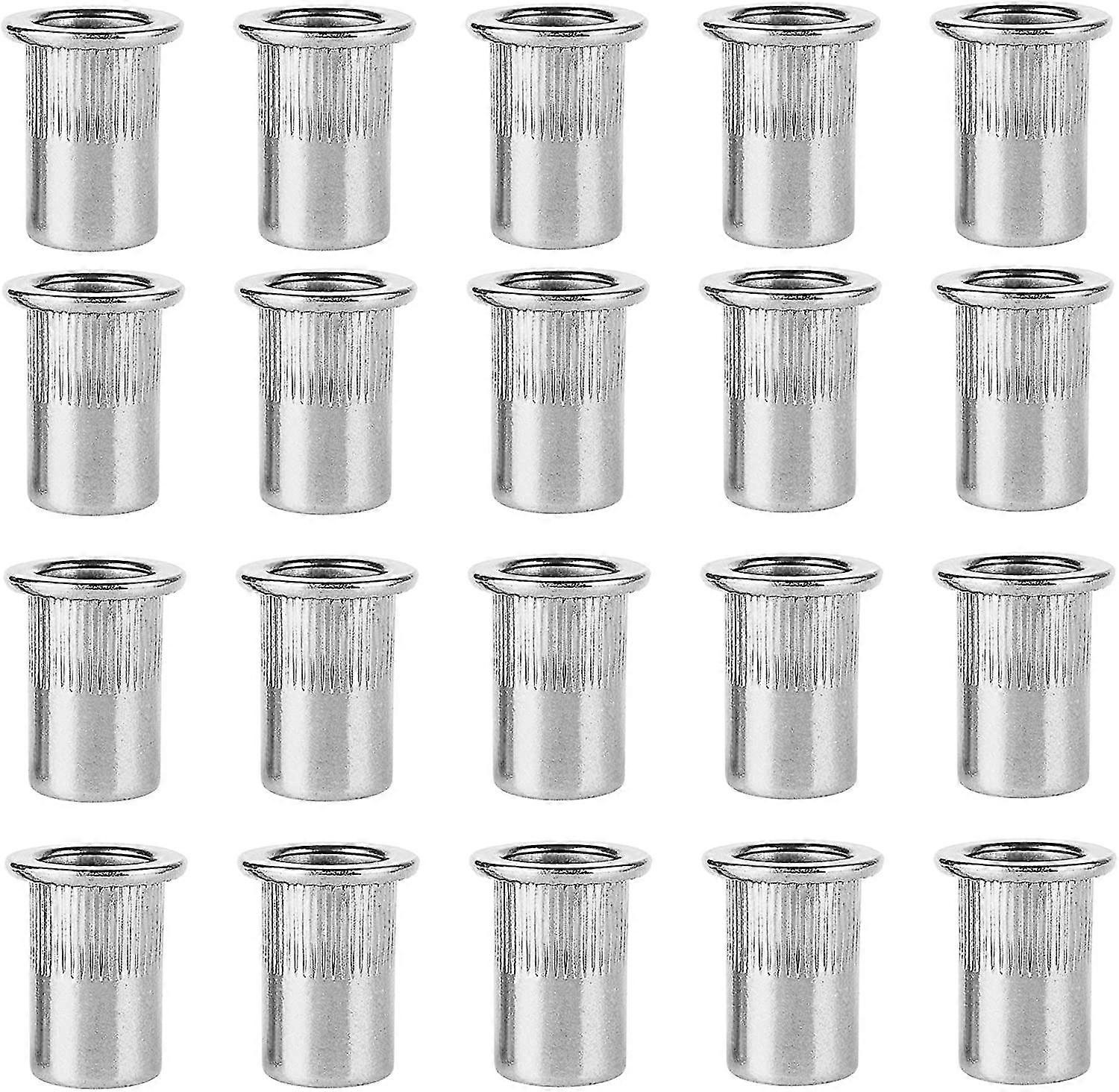 20 Pcs Rivet Nut, Stainless Steel Rivet Nut Nut Tool Flat Head Threaded Rivet Nutsert Cap M3 Type, For 3d Printing, Carpentry, Construction, Hvac, She