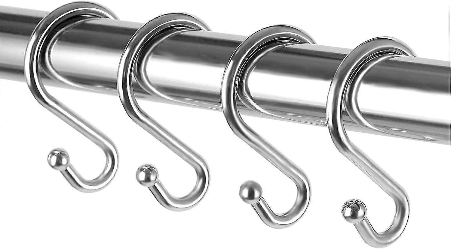 12 Pack Metal S Shape Rust Resistant Hooks for Shower Curtains, Kitchen Utensils, Clothes, Towels, etc. (chromium)