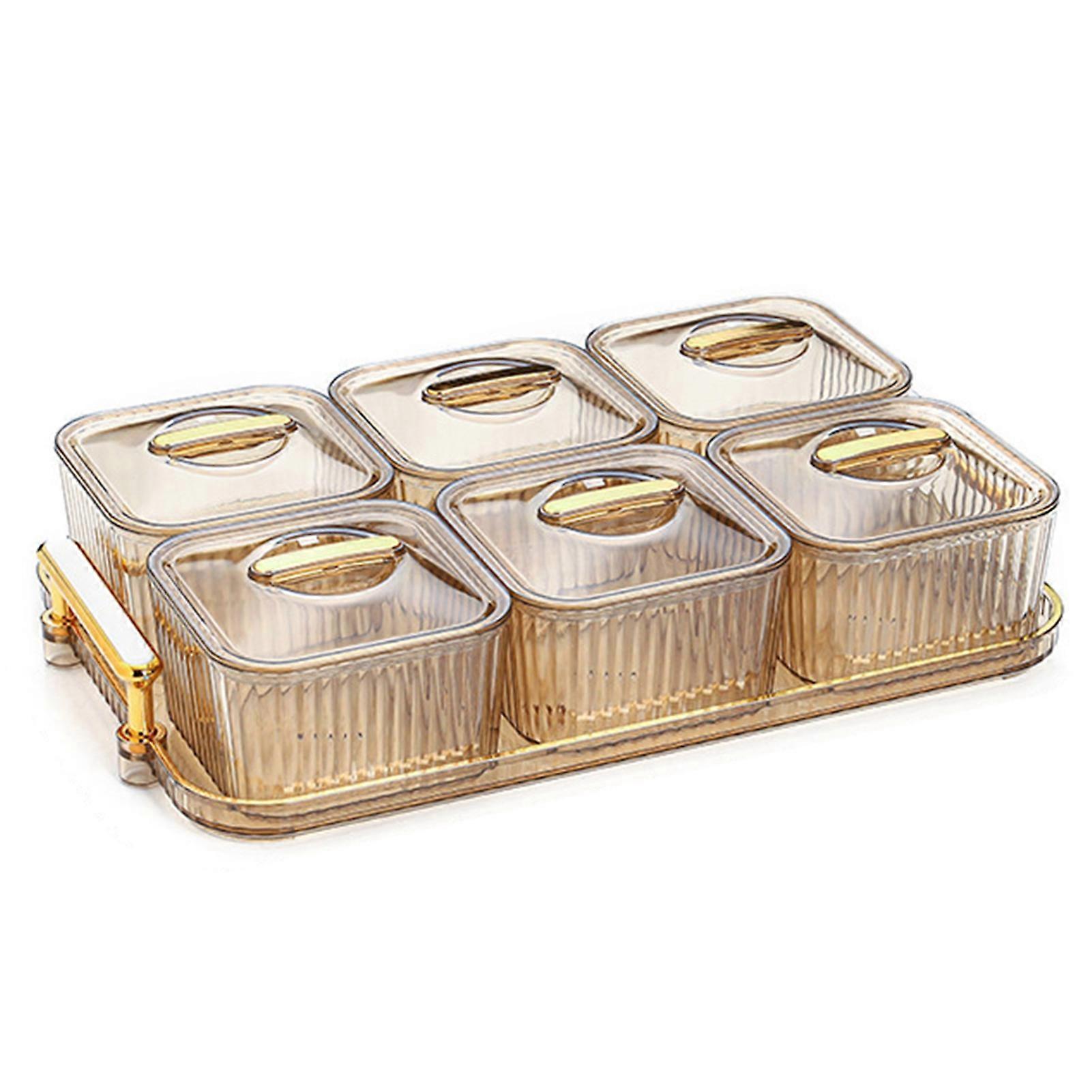 Snacks Case Tray Transparent Divided with Lids Smooth Edge No Odor Cookies Storage High-end Living Room Fruit Box Plate Household Stuff KAESI