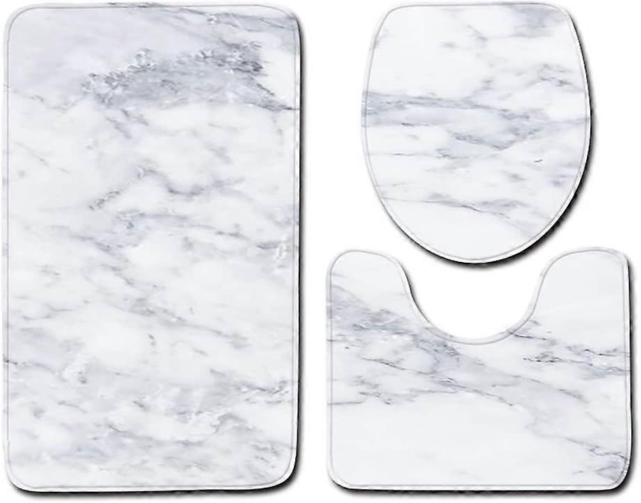 Bath Mat and Toilet Contour Set 3 Set, Marble Pattern