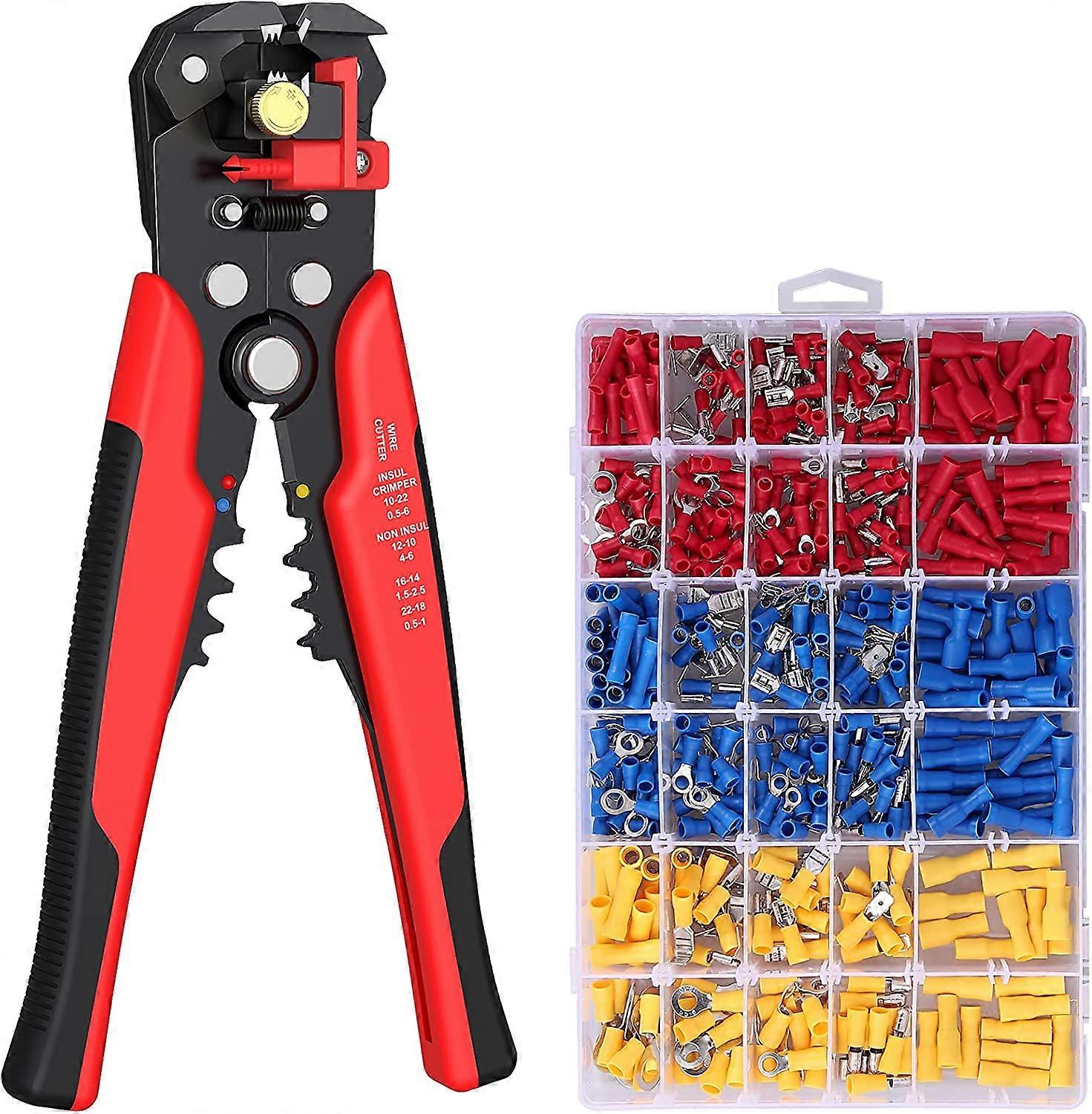 Crimping Tool Set 0.5-6.0mm Crimping Pliers 0.2-6mm Wire Stripper with 500 Insulated Connectors