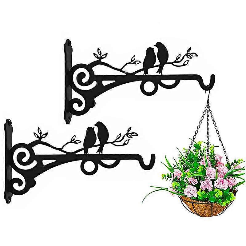 1PC Flower Basket Hanger Wall Mounted Double Bird Design Branch Rustic Style Plant Bracket