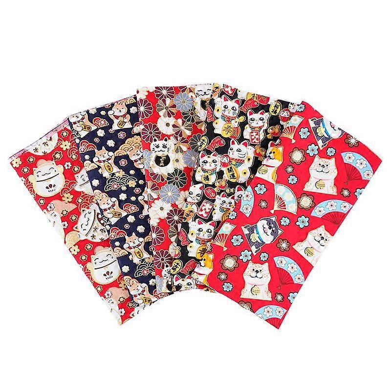 5pcs Flower Pattern Patchwork Fabric Handmade Patchwork Cotton Fabric Japanese Printed Fabric