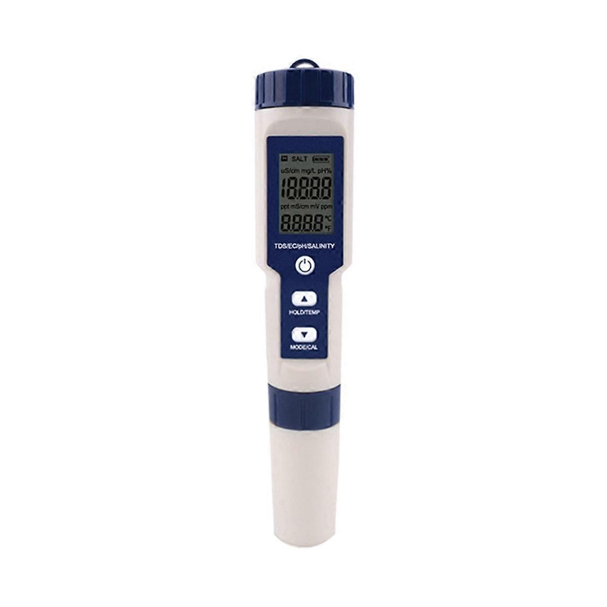 5 in 1 TDS/EC/PH/Salinity/Temperature Meter Digital Water Quality Monitor Tester for Pools, Drinkin