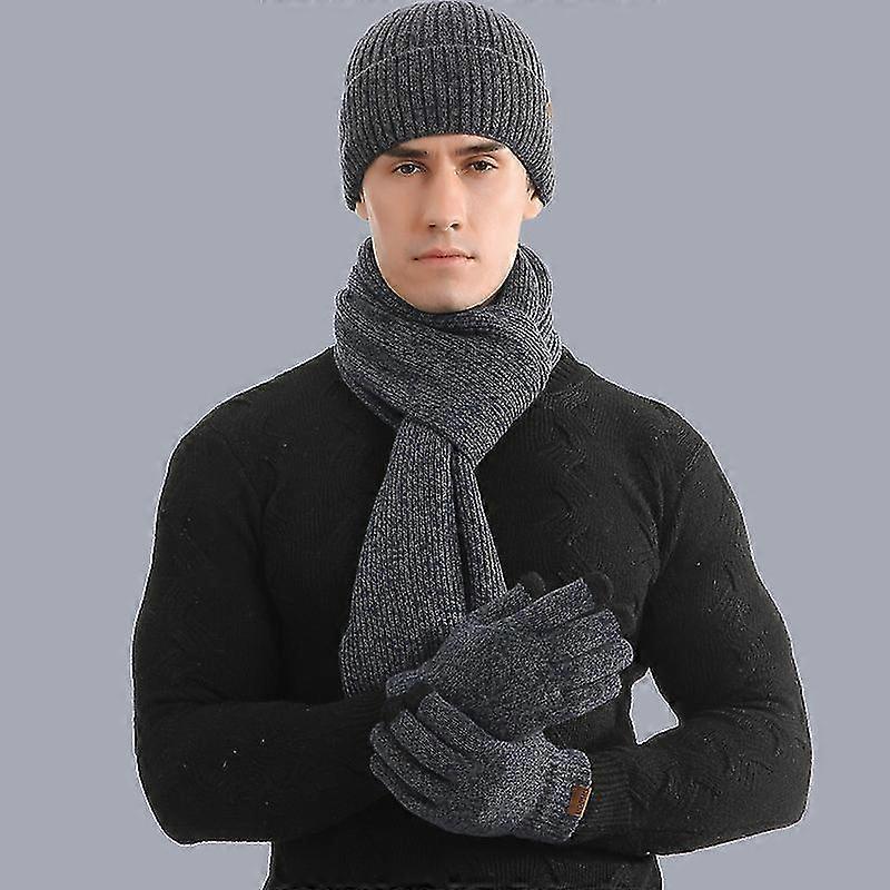 Autumn/winter Warming Set Mixed Knitted Wool Padded Hat Scarf Gloves