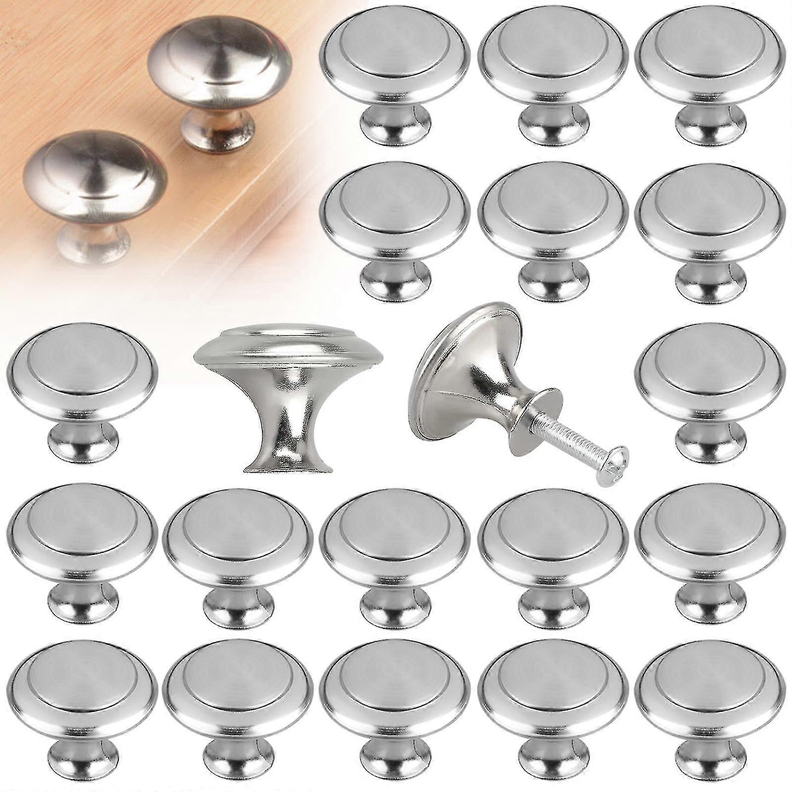 40/20pcs Kitchen Cabinet Heavy Pull Knobs, Brushed Nickel Cabinet Knobs Cupboard Door Knobs Kitchen Hardware Round Pull Knobs For Bathroom Draw-