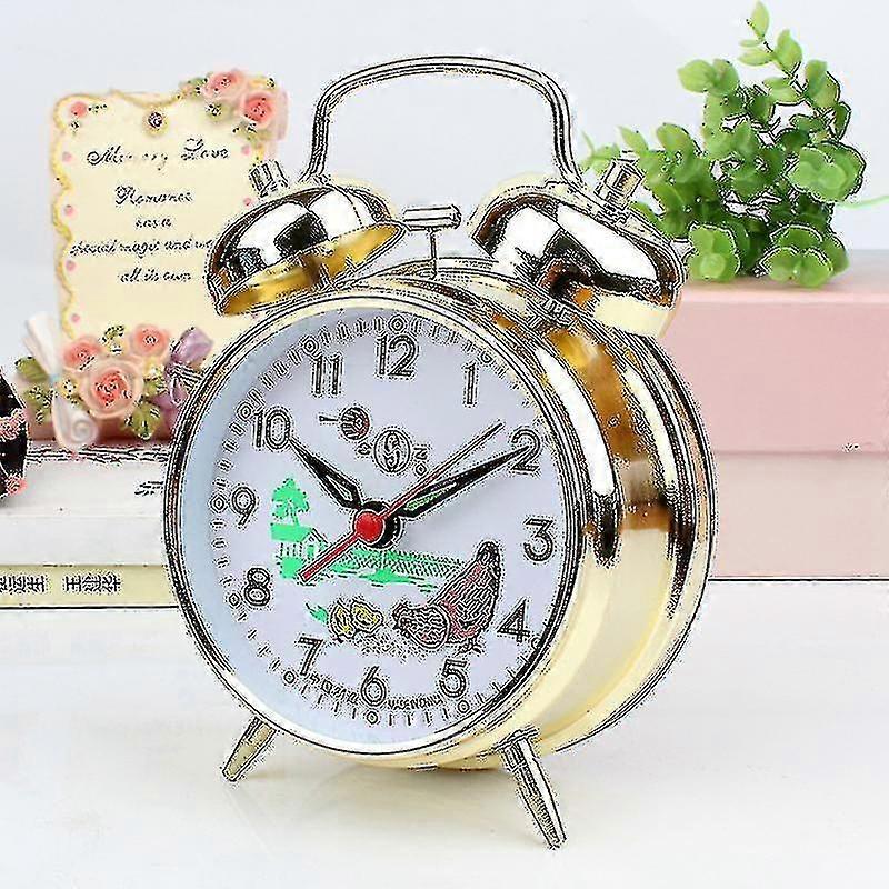 Vintage Animated Pecking Chicken Hen Alarm Clock, Classic Mechanical Alarm Clock