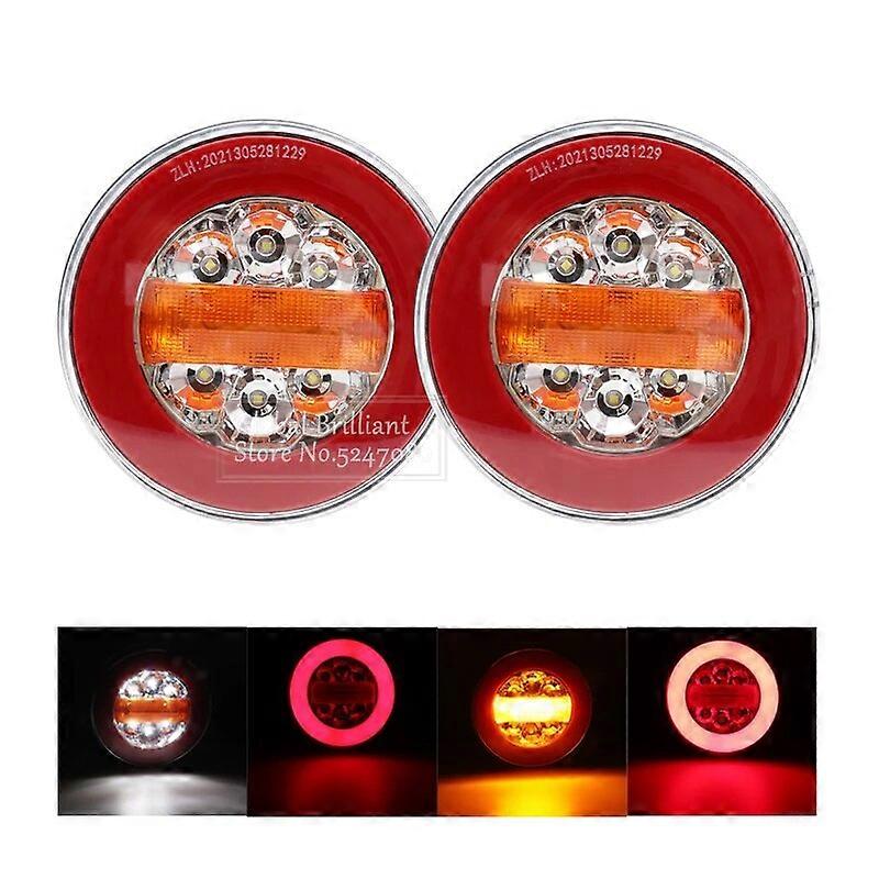 1/2/4x 12V 24V Truck Rear Light Trailer Tail Light Dynamic Running Turn Signal Brake Reversing Light Caravan Round LED Taillight