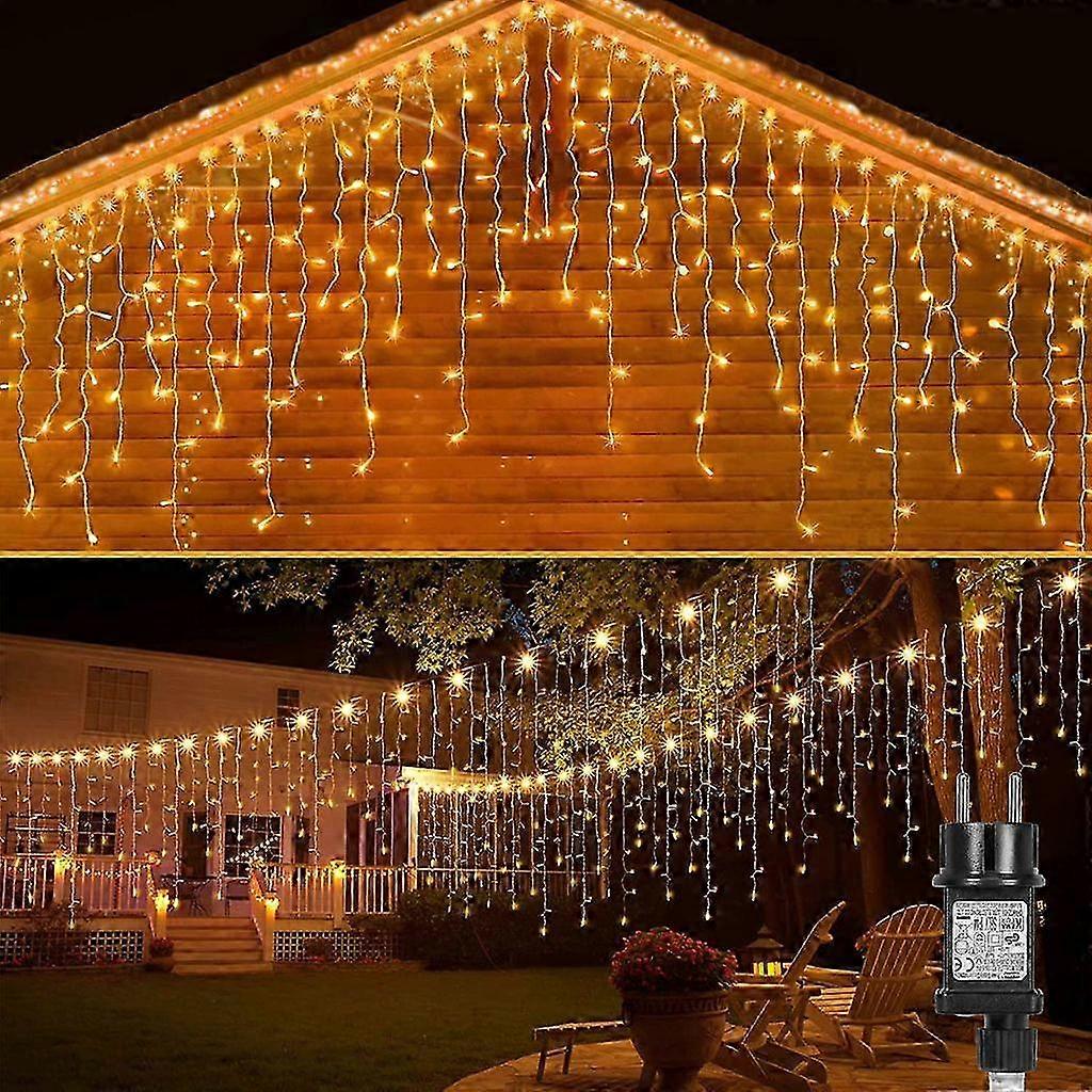 15m LED Eisregen Lichterkette 8 Lichtmodi Lichtervorhang mit Speicherfunktion und Timer fr Auen Party Weihnachten Deko Edition