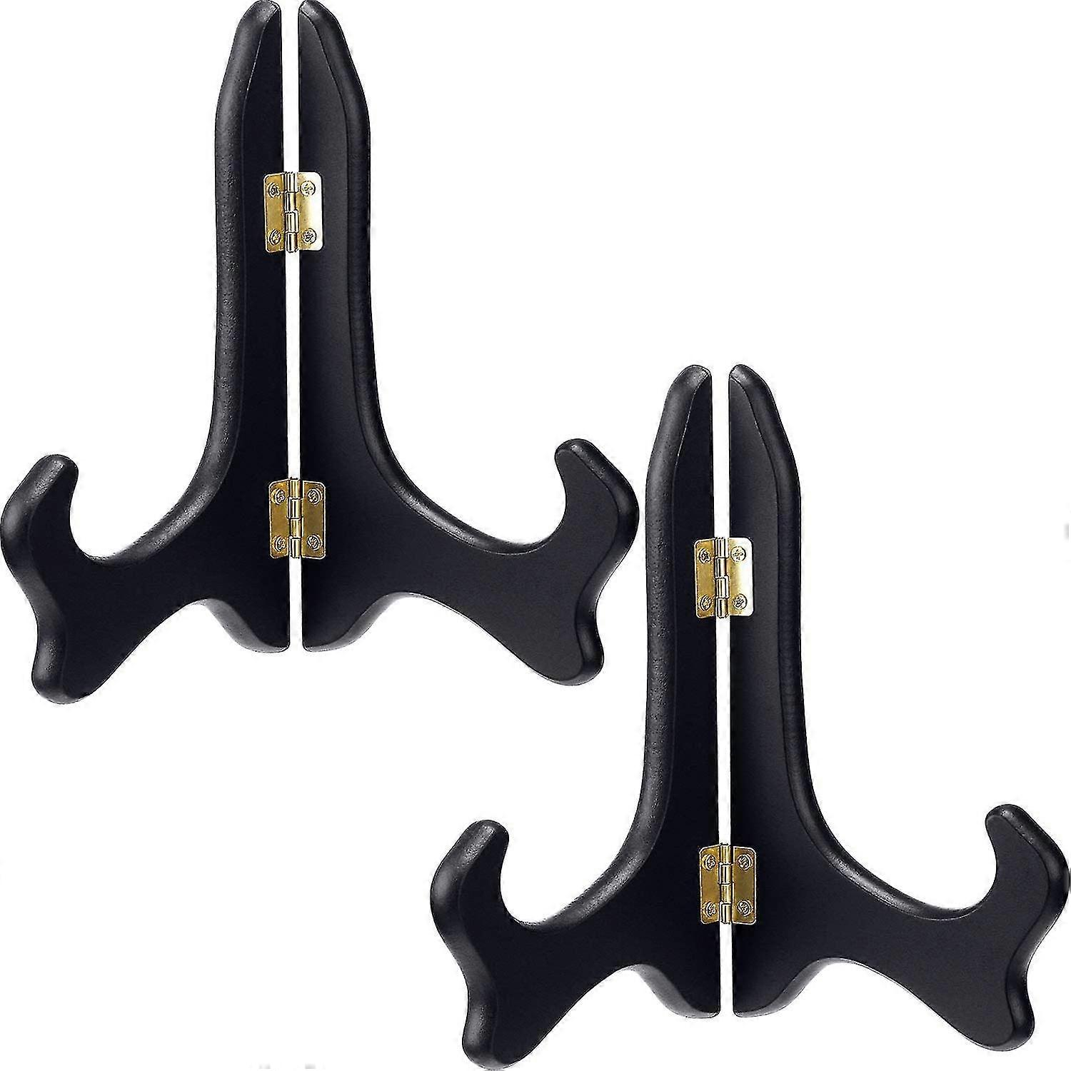 2 Packs Black Wooden Display Stand Plate Holder Easels (8 Inch)