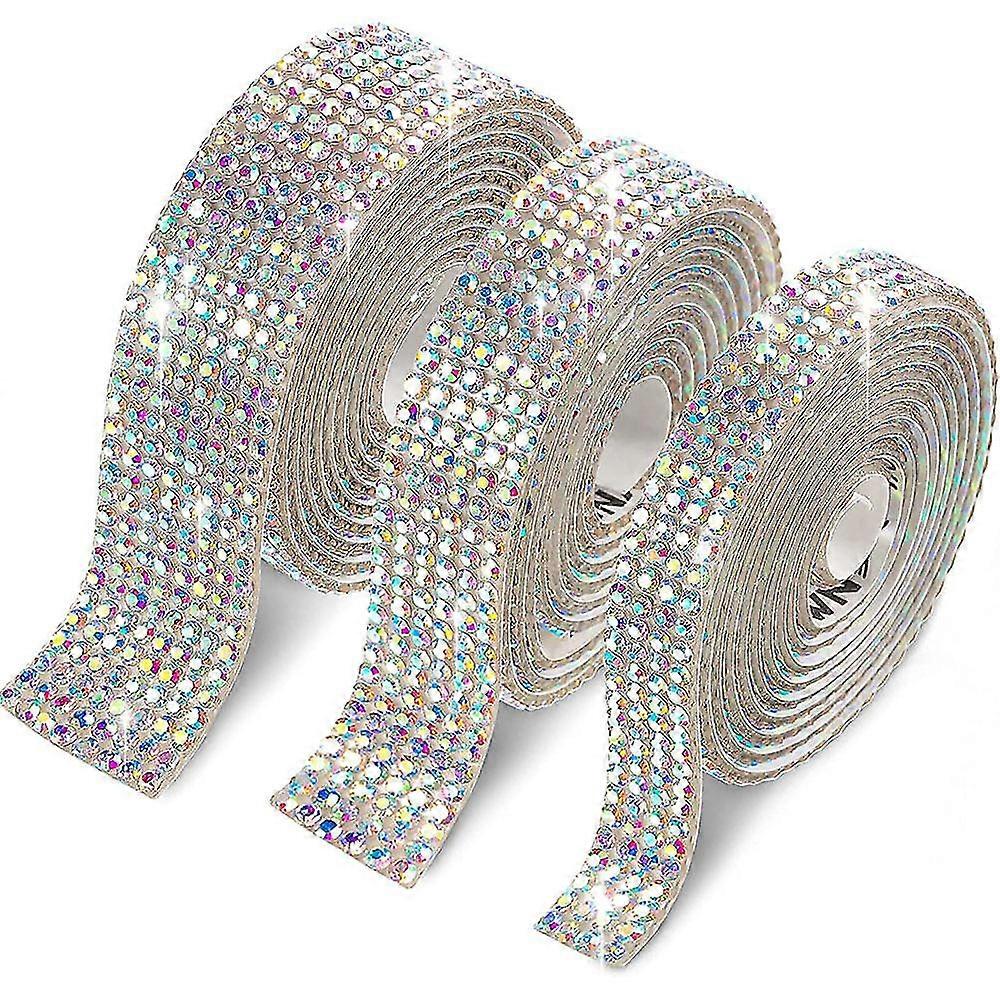 3 Rulo Metre Kendinden yapışkanlı Kristal Rhinestone Şerit, elmas Şerit Çıkartma Şeritler