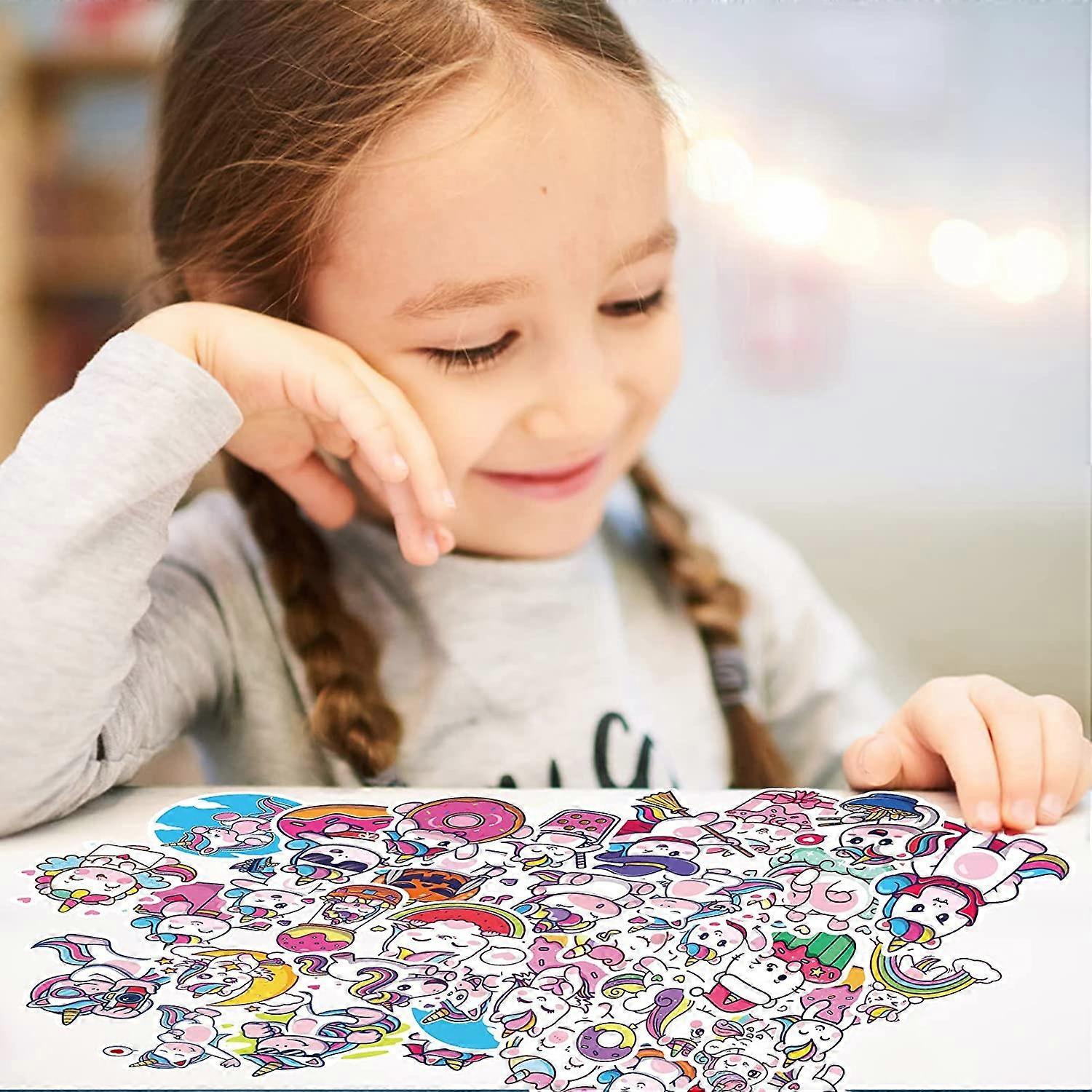 Confezione da 4 adesivi per bicicletta con unicorno, adesivi riflettenti, per bicicletta, bambini, impermeabili, in vinile, con brillantini, unicorno, per bicicletta, casco, skateboard, bagagli