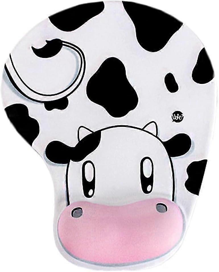 Cow Ergonomic Mouse Pad With Wrist Rest,cartoon Wrist Protected Comfortable Memory Foam Support,non-slip Pu Rubber Base Mousepad Pain Relief