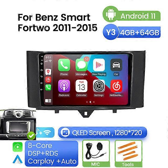 Android System Car DVD Multimedia Player For Mercedes/Benz Smart Fortwo 2011 2012 2013 2014 2015 WiFi Radio Stereo GPS screen