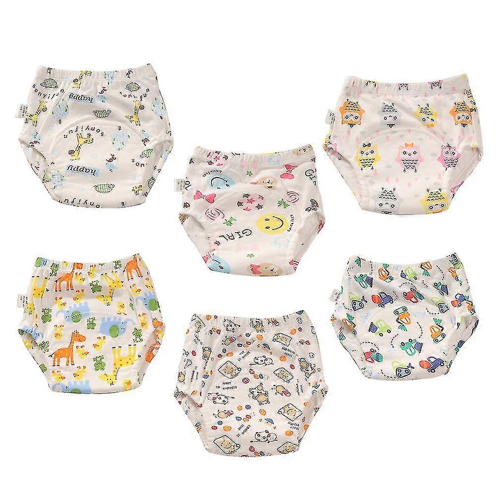 Lot de 6 culottes d'apprentissage de la propreté unisexes en coton, réutilisables et imperméables