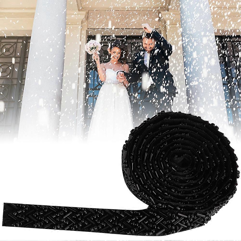 1 Yard Pearled Ribbon Tape for DIY Decor Embroidery Accessories (1cm 1.5cm Black or White)