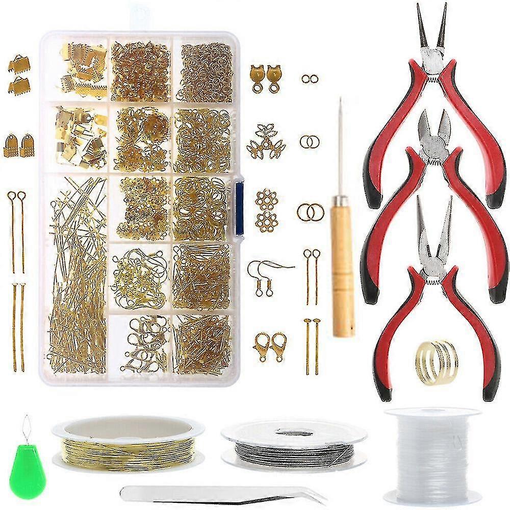 1010pcs Jewelry Making Kit Repair Tools Accessories Beading Wire Pack