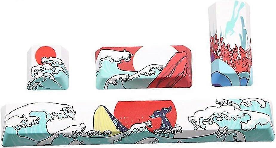 PBT Five Sides DyeSubbed Sea Coral Spacebar Keycap 625U OEM Profile for DIY Mechanical Keyboard