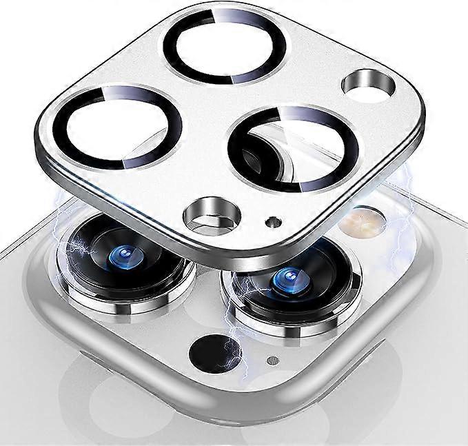 2pack for iPhone 15 Pro Max/ 15 Ultra/15 Pro Camera Lens Protector, Metal Ring Tempered Glass Rear Camera Screen Cover